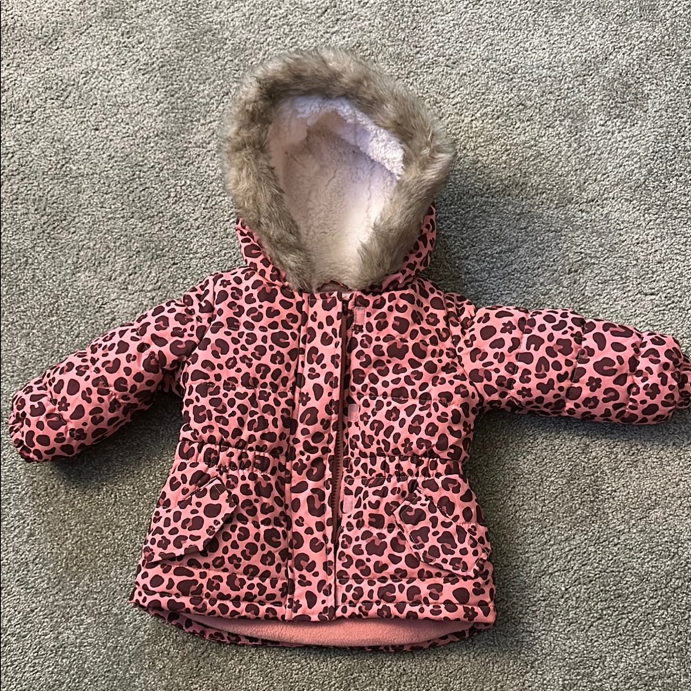 Pink Leopard Print Hooded Jacket